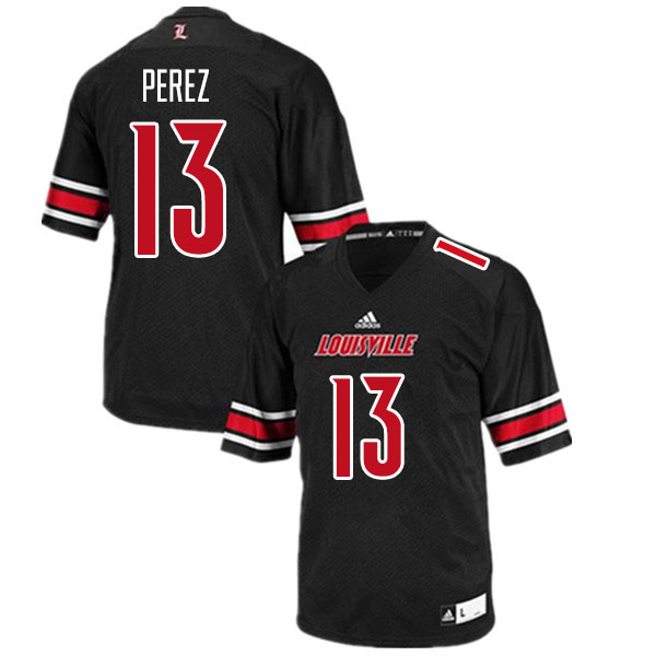 Men #13 Christian Perez Louisville Cardinals College Football Jerseys Sale-Black